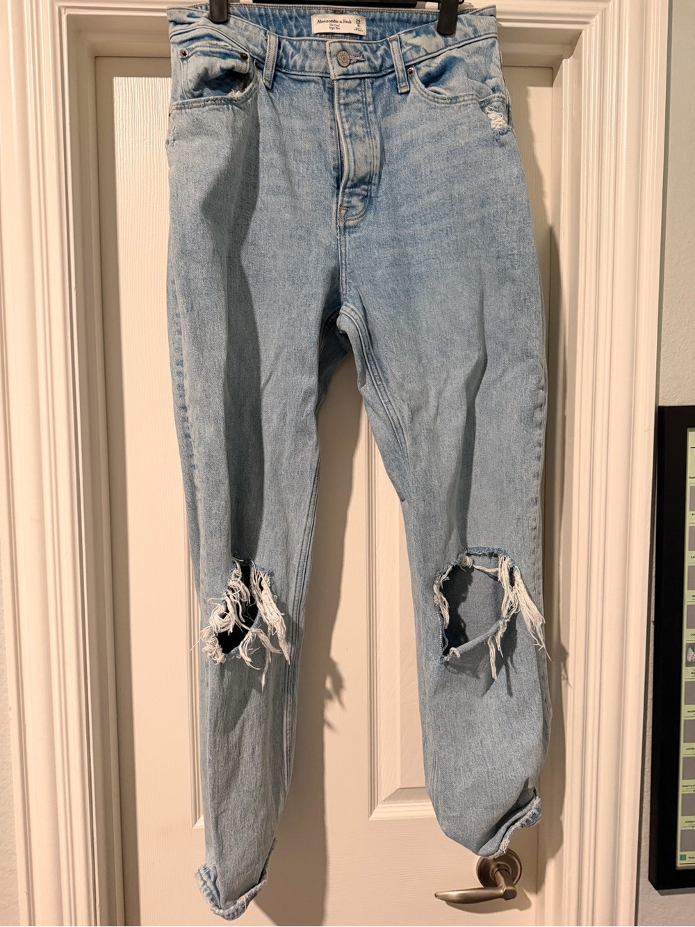 Abercrombie & Fitch Light Blue Distressed Boyfriend Jeans